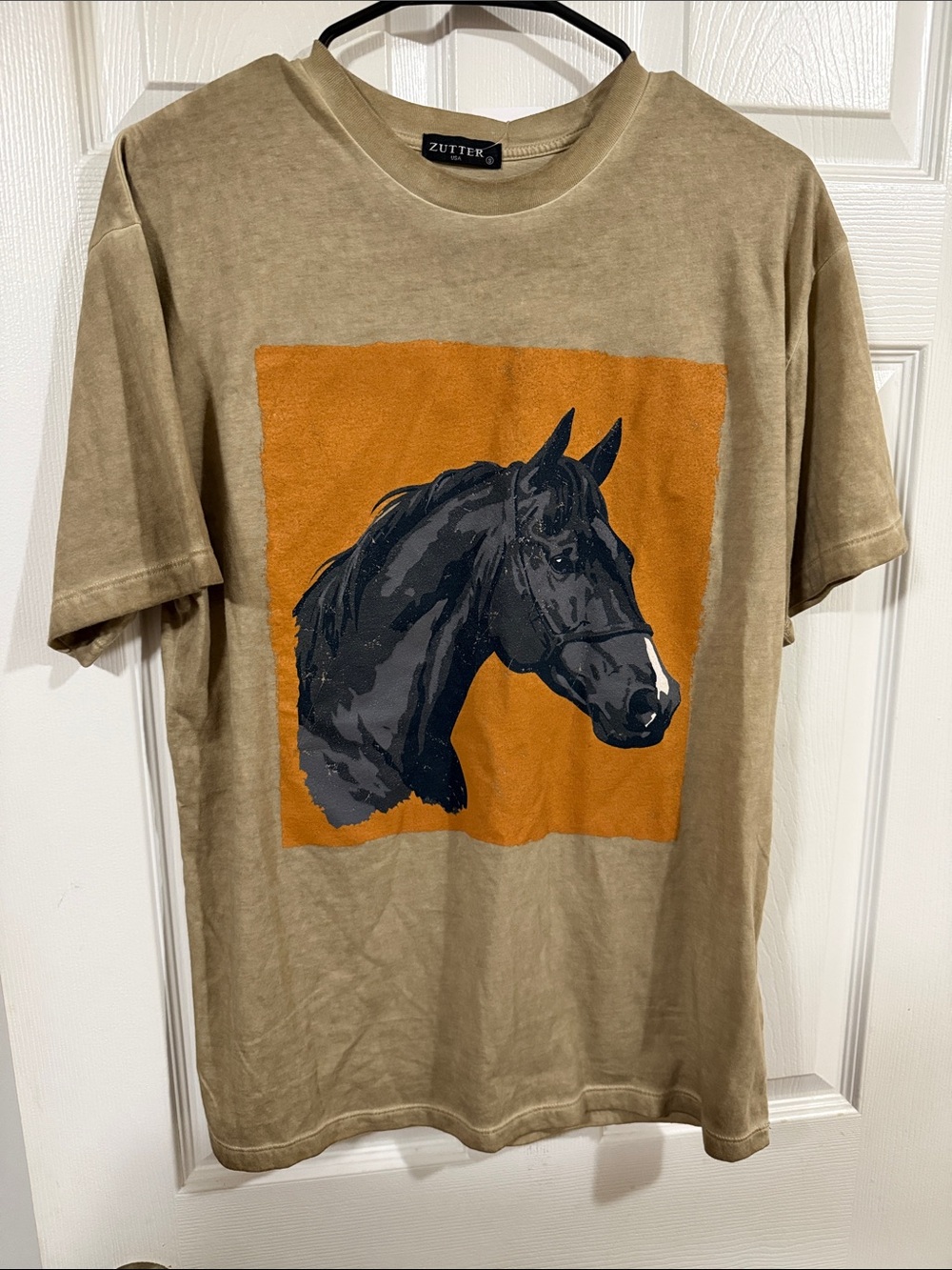 WomensTan Graphic Horse Print Tee
